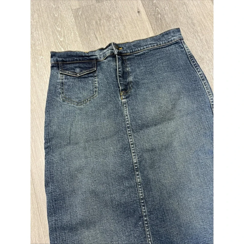 Vintage 90s Ralph Lauren Polo Jeans Co Denim Back Slit Skirt Size 8 - Picture 5 of 10